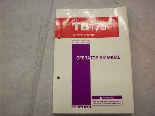 Takeuchi TB175 Operators Manual