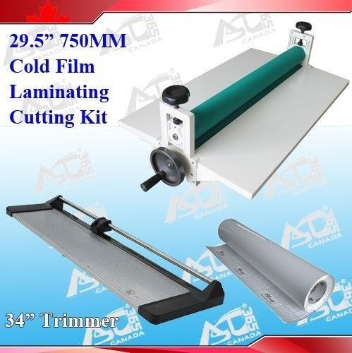 29.5&#034; Cold Laminator +34In Rotary Paper Cutter Trimmer +1 Rolls Laminating Film