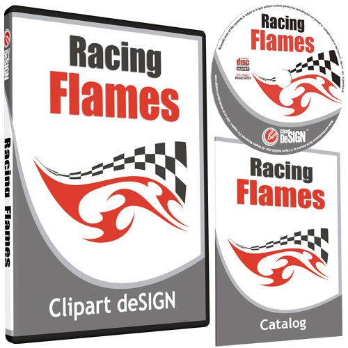 RACING FLAMES CLIPART -VINYL CUTTER PLOTTER CLIP ART IMAGES-VECTOR CD