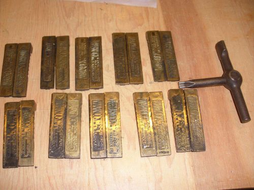 Quoin letterpress type rare warnock lock quoins &amp; key - lot of 10 pair &amp; key for sale