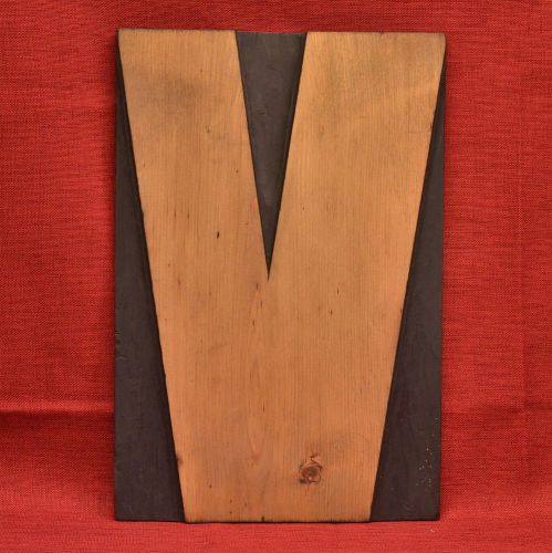 Huge Wood Letter V - Letterpress Type Printers Block 20 1/16 by 13 1/2 inches