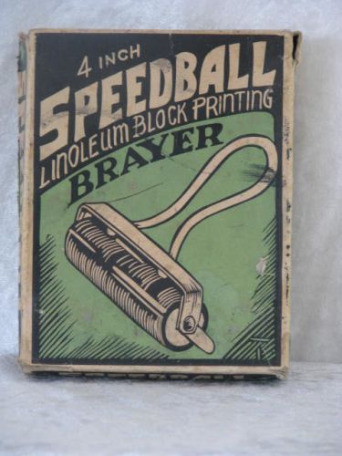 Vintage Speedball Single  Brayer -   One Roller - Orig Box   No Number Unmarked