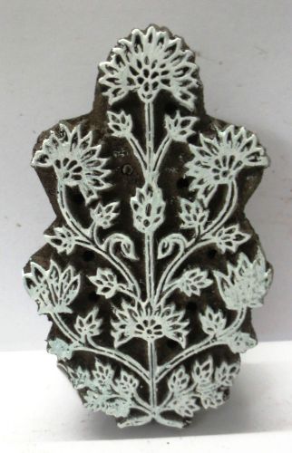 Vintage wooden hand carved textile printing on fabric block stamp fine unique for sale