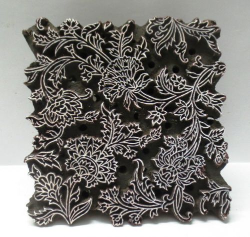 VINTAGE WOODEN HAND CARVE TEXTILE PRINTING ON FABRIC BLOCK / STAMP FINE PATTERN