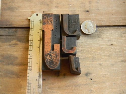 Lot of 4 Antique Letterpress wood type J&#039;s  printing blocks pinterest crafts