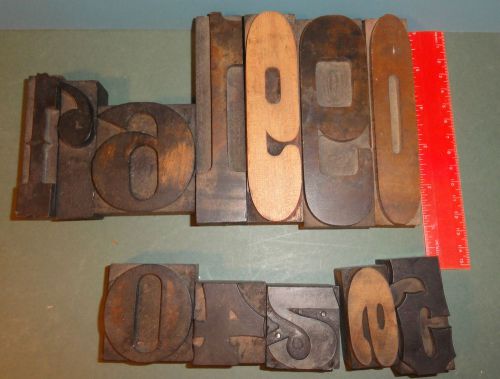 12  Wood Type Printer Block Poster printing 1- 5&#034; OLD antique steampunk decor
