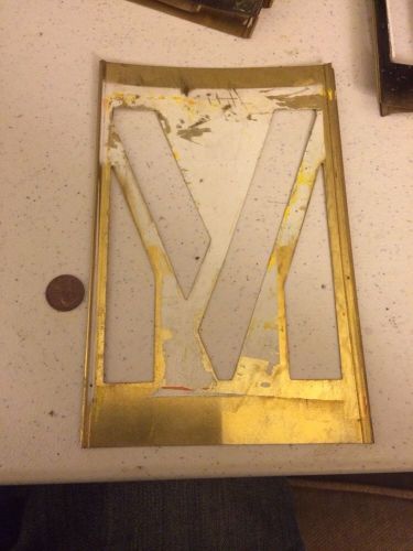 Vintage inter locking  brass stencil letter &#034;m&#034; 4.75&#034;x 8.25&#034;crafting steampunk for sale