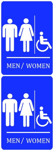 Blue unisex bathroom sign two pack wheelchair accessible restroom men women 106 for sale