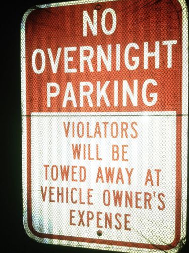 No Overnight Parking (3M Reflective) 12&#034;x18&#034; Heavy Aluminum (Commercial) - NEW