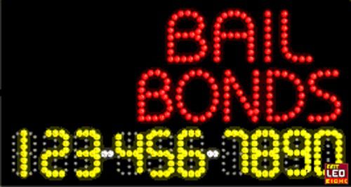 17&#034;x31&#034; Custom Animated 24 Hrs Bail Bonds LED Sign with Phone