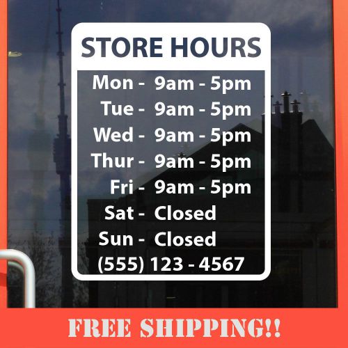 11&#034;Hx8.5&#034;W Business Store Hours Sign Window Shop Open Closed Sticker Decal Ver12