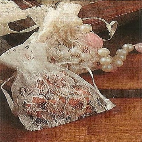Lace Drawstring Favor Bags, 3&#034; x 4&#039;,  Lavender, 36 Pack
