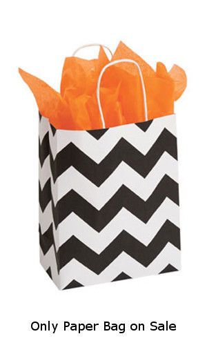 25 Paper Bags Retails Medium Classic Chevron Paper Shopper  8” x 4  1/2 ” x 10  1/4 ”