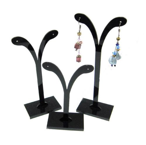 Black Acrylic Individual Earring Display Stands - Set of 3