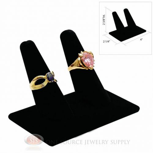 2 3/8&#034; Double Finger Black Velvet Ring Display Jewelry Showcase Presentation