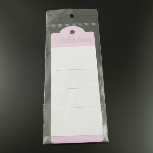 99pcs PVC Pink White Jewelry Necklace Display Hanging Card With Bag 36892