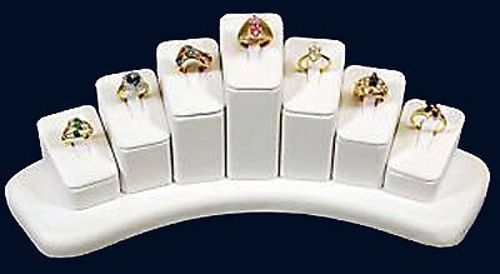 7 RING JEWELRY DISPLAY white leather SHOWCASE DISPLAYS
