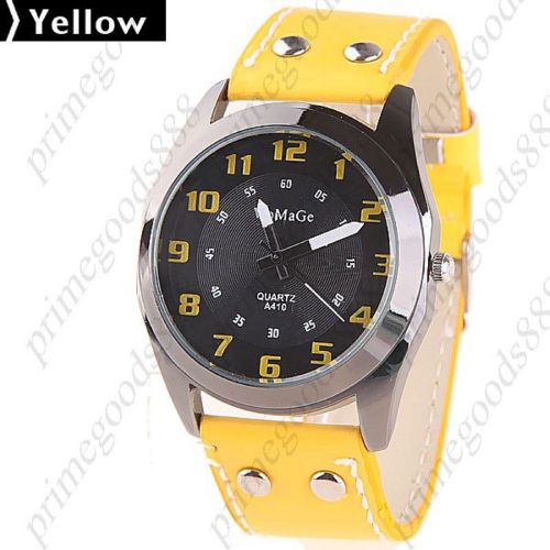 Synthetic Leather Quartz Wrist Wristwatch Free Shipping Women&#039;s Yellow
