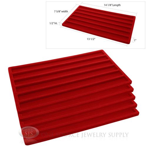 5 Red Insert Tray Liners W/ 6 Slot Each Drawer Organizer Jewelry Displays