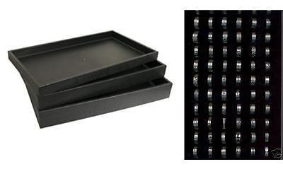Jewelry standard 1&#034; tray &amp; 72 slot ring foam insert blk for sale