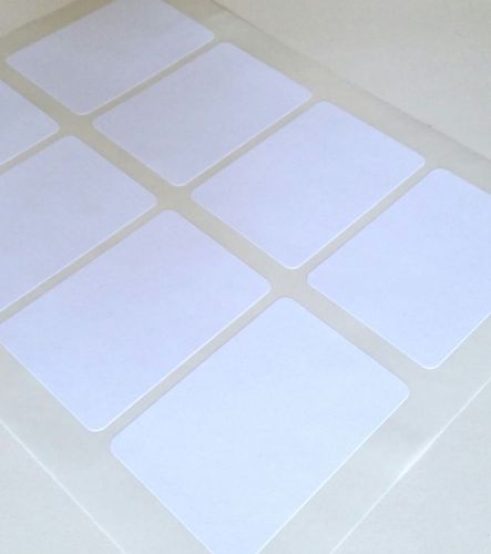 Blank Rectangle White Labels, Recycled White Rectangle Stickers (10 sheets)