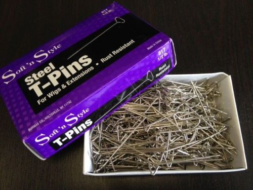 Soft&#039;n Style Steel 2&#034; T-Pins Box 1/2lb for wigs &amp; extensions Rust Resistant #817