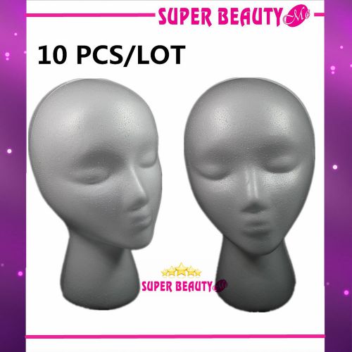 10PCS/Lot White STYROFOAM FOAM HEAD MANNEQUIN DISPLAY-WIG OR HAT HOLDER