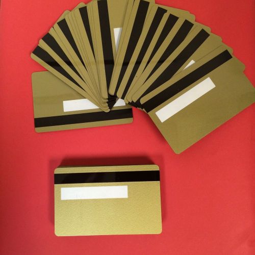 50 gold pvc cards-hico mag stripe 2 track with signature panel- cr80 .30 mil for sale