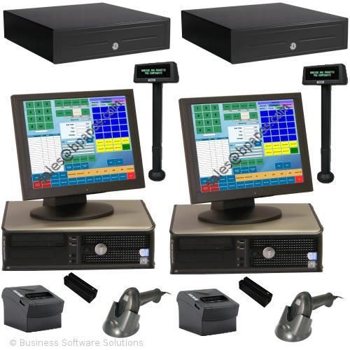 2 stn retail touch point of sale pos system w/ pole for sale