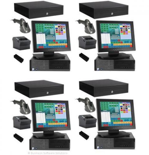 New 4 stn retail touch point of sale system w/ software for sale
