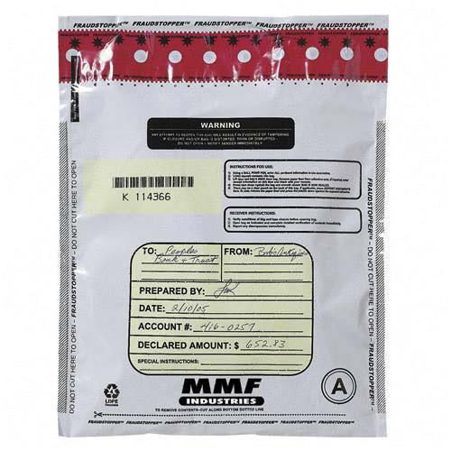 Tamper evident deposit bags, white, 12w x 16h. sold as pack of 100 for sale