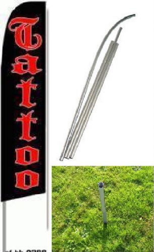 Tattoo black red business 15&#039; swooper flag flutter sail banner w/ pole spike * for sale
