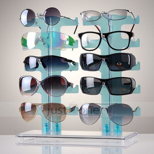 2 rows removable display holder stand eyeglasses sunglasses glasses frame blue for sale