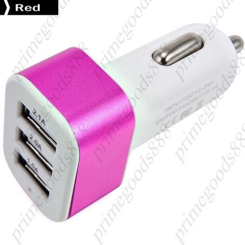 Mini 3 USB Output Car Charger Universal 5.1A  sale cheap low price prices Red