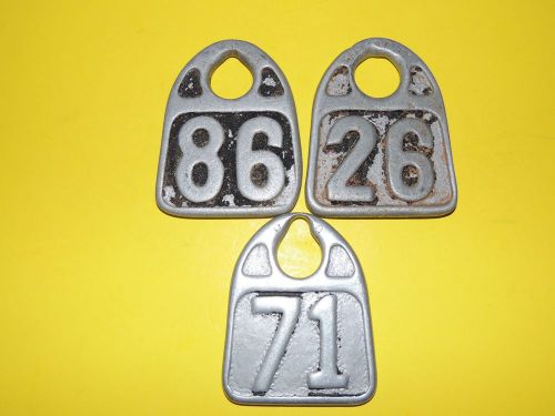 Vintage Lot of (3) Thick Metal Hasco Cow Ear Tags - Newport, KY