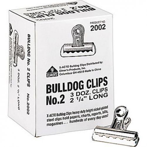 X-ACTO® Bulldog® Clips 1/2&#034; Capacity 2 1/4&#034; Wide 36/Bx Clip Loose Papers