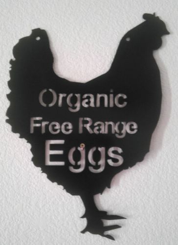 ORGANIC FREE RANGE EGGS Metal Wall Art Black Chicken Sign Homestead Farm