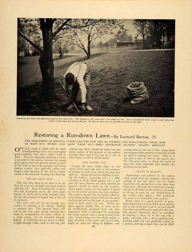 1907 Article Restoring Lawn Leonard Barron Maintaining - ORIGINAL GM1