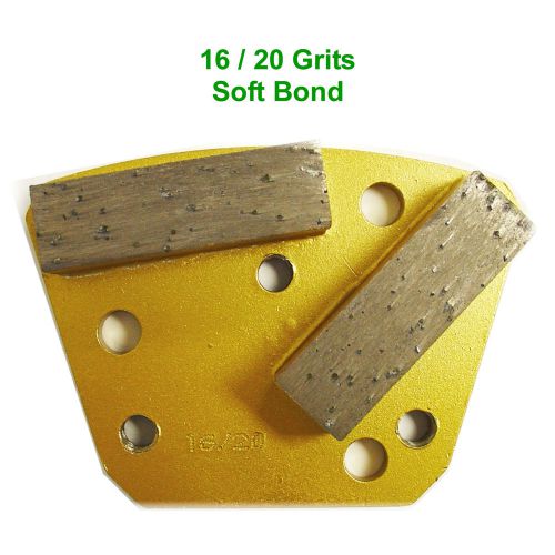 Trapezoid concrete grinding shoe plate - 16/20 grit soft bond for sale