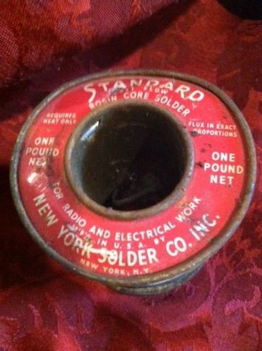 Vintage Solder SPOOL WIRE STANDARD NY ROSIN CORE RADIO ELECTRICAL NYC 1 LB