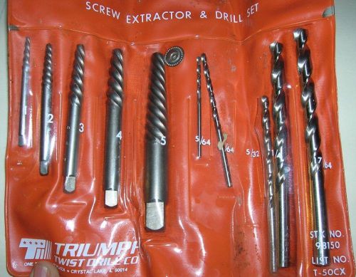 Triumph Drill 98150 5Pc Screw Extractor Set #1-5 WIth 5 bits T50Cx