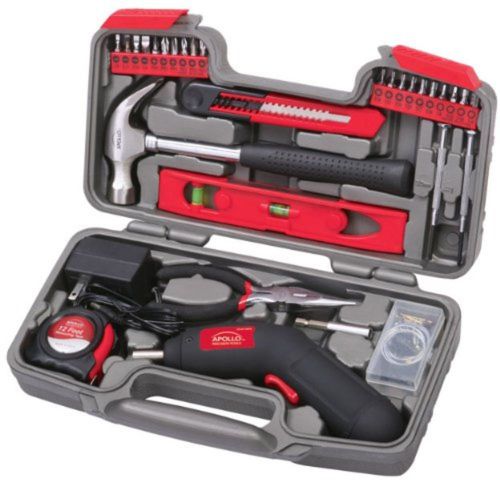 Apollo precision tools dt9707 69 piece household tool kit with 4.8v cordless ... for sale