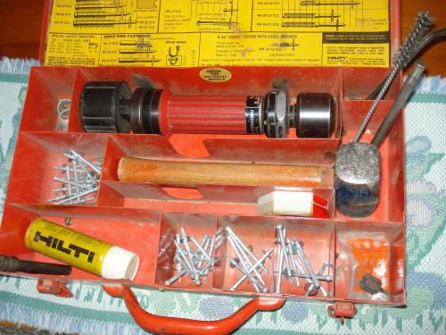HILTI 100 DX 100 L PISTON DRIVE TOOL IN CASE WITH ACCESSORIES AND SELECTOR CHART