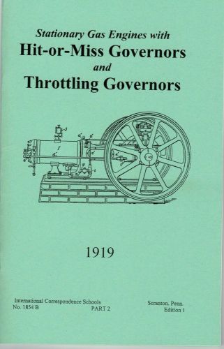Stationary gas engine hit  or miss governor throttle motor flywheel book manual for sale