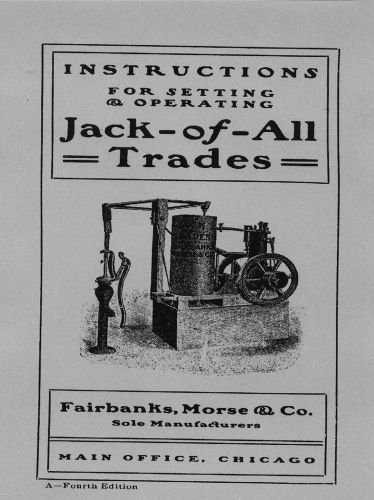 Fairbanks morse jack of all trades  instruction manual for sale