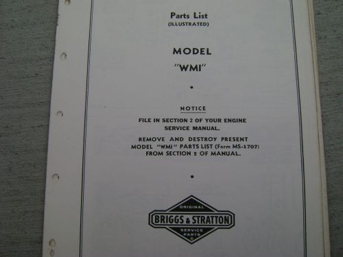 briggs and stratton model wmi illustrated parts list
