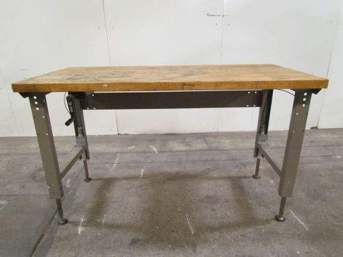 Lyon industrial butcher block workbench lift table 60x28x30-36&#034;adjustable height for sale
