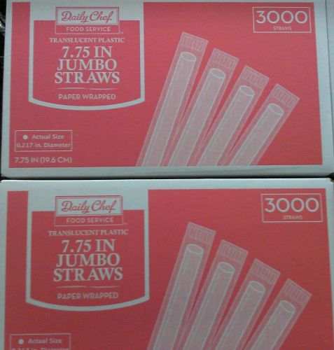 6 000 Daily Chef 7.75  In -Wrapped Jumbo Straws - 2 Boxes 3000 Ct. Ea. ON SALE