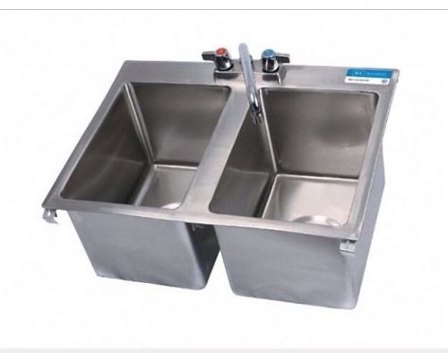 Stainless Steel (2) Two Compartment Drop In Sink w/ Faucet 22&#034; X 17&#034;