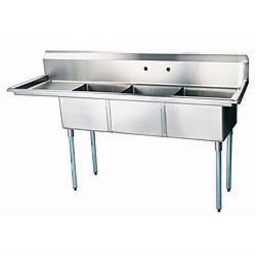 PATRIOT 3 COMPARTMENT S/S SINK W/18&#039; DRAINBOARD ON LEFT